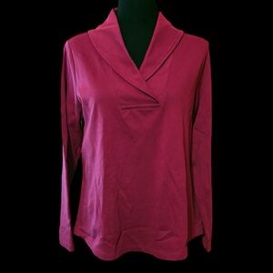 LLBEAN red medium petite shawl collar top